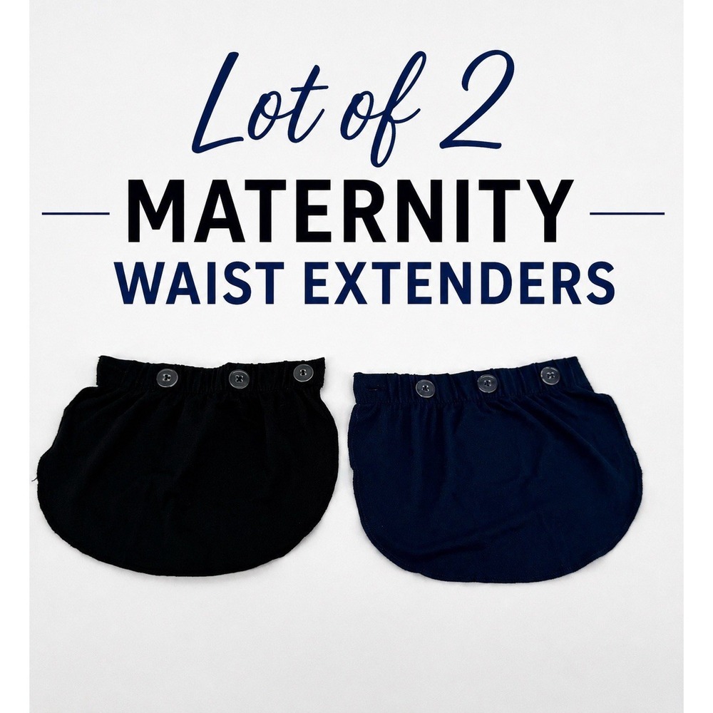 Time & Tru Maternity 2 Waist Extender Black Navy Button Panel One Size Stretch